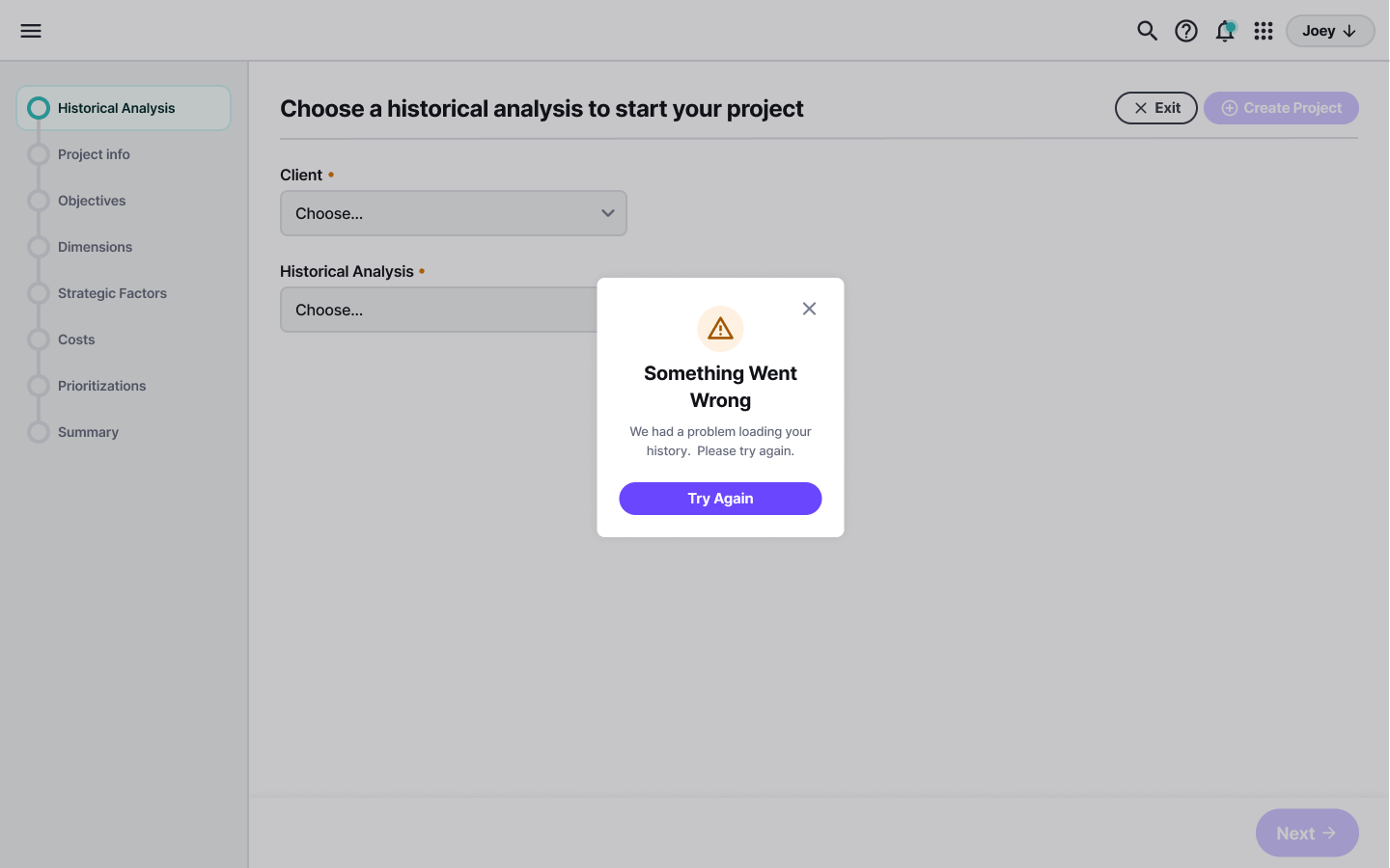 An example of an alert message on a page